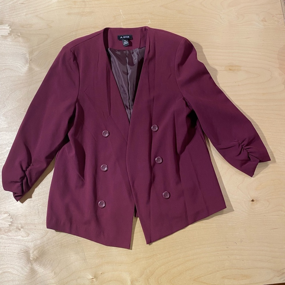 A. Byer Women's Double-Breasted Blazer - Wine XL (QU)